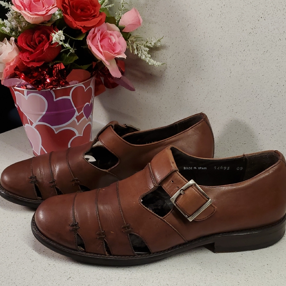 MEZLAN Troy brown leather buckle shoes